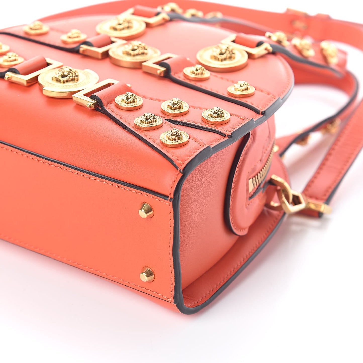 Calfskin Small Medallion Tribute Bowling Bag Orange