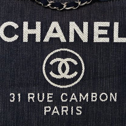 Chanel Denim Medium Deauville Tote Dark Blue 8 of 12