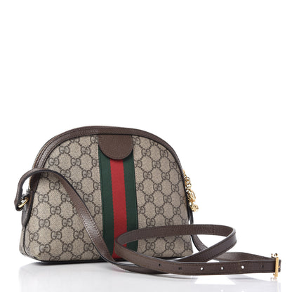 Gucci GG Supreme Monogram Textured Dollar Calfskin Web Small Ophidia Dome Shoulder Bag Beige Ebony New Acero 3 of 10