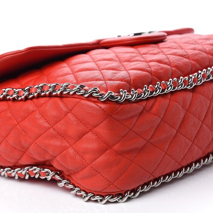 Chanel Washed Lambskin Quilted Maxi Chain Around Flap Red 6 of 12