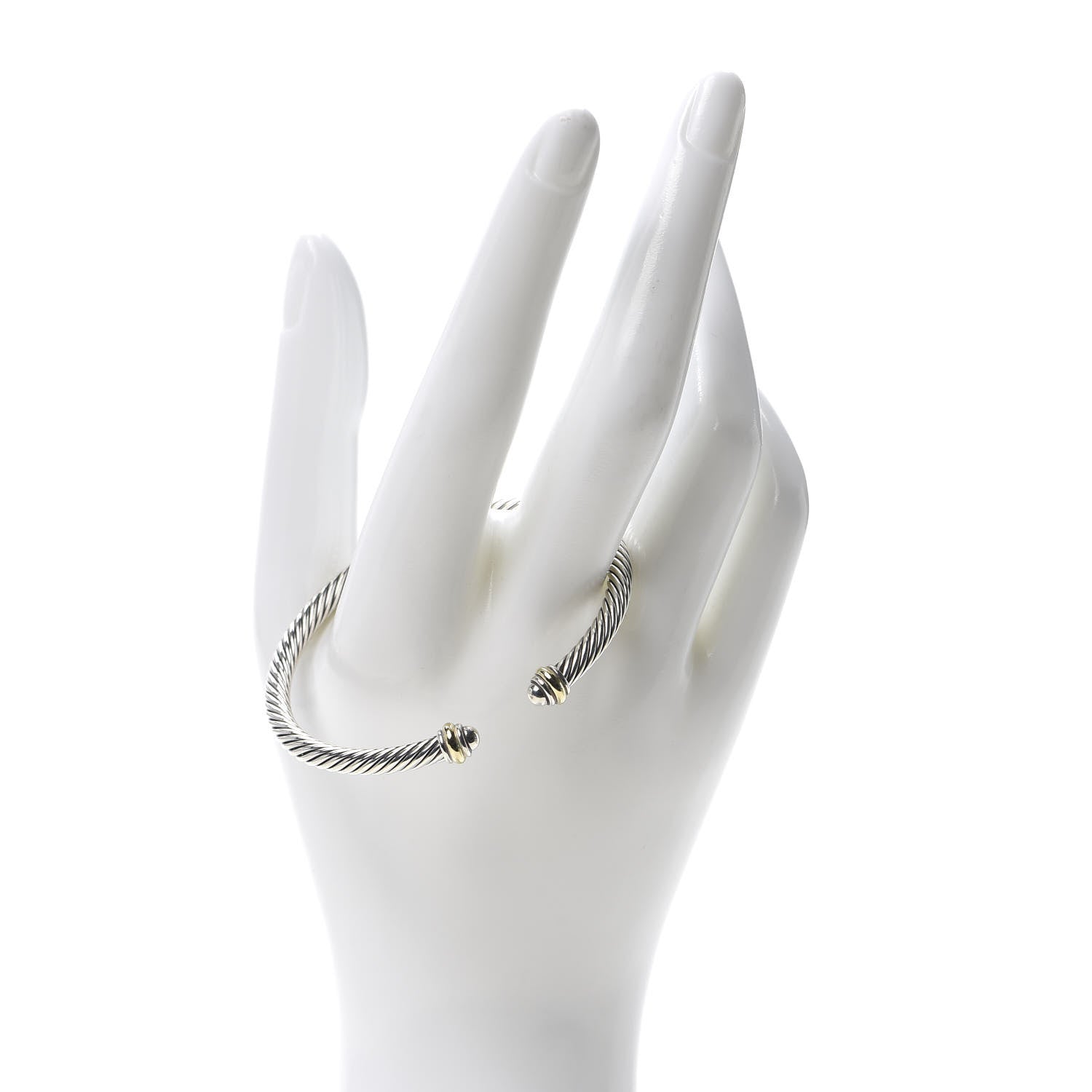 David Yurman Sterling Silver 18K Yellow Gold 4mm Cable Classics Bracelet 2 of 5