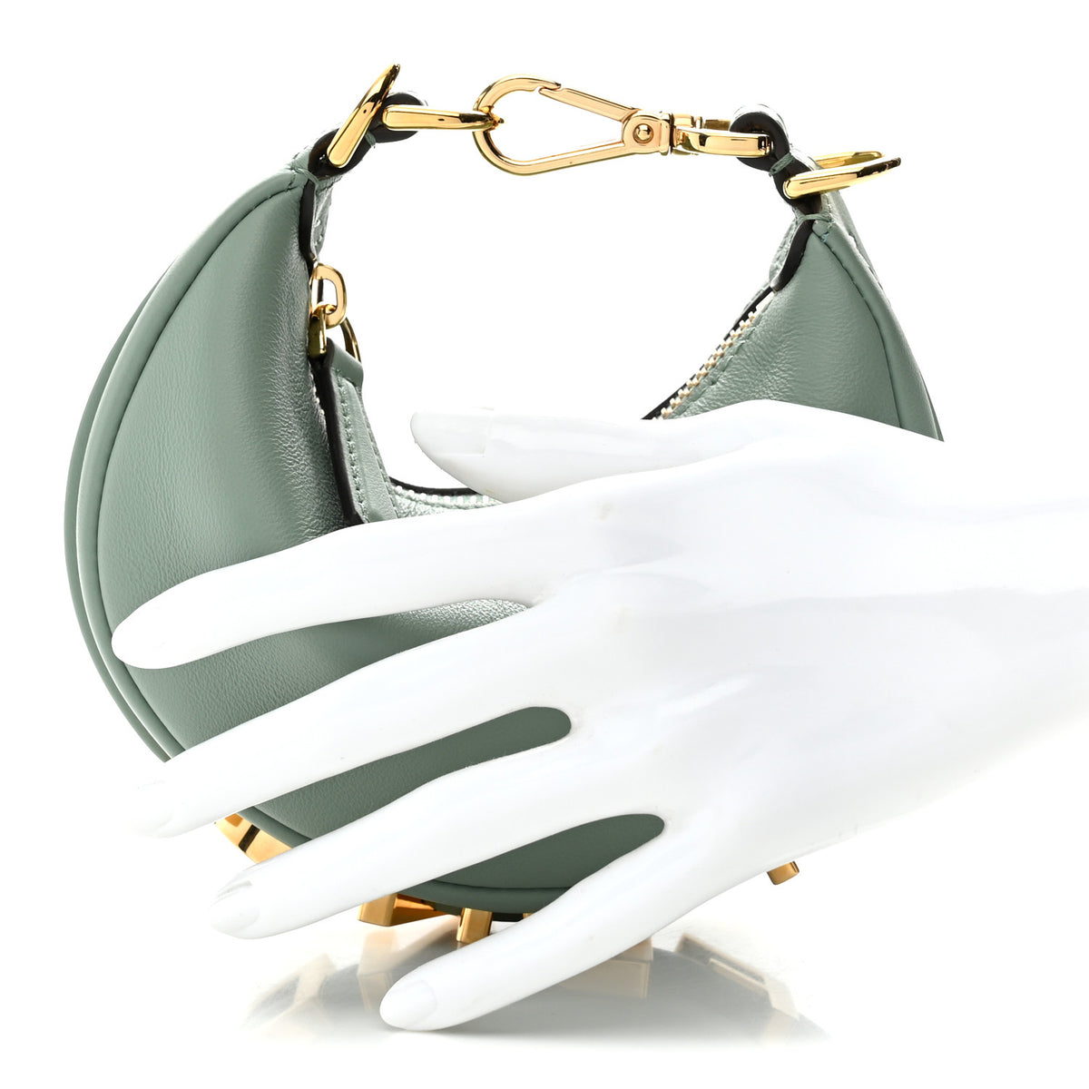 Fendi Vitello Grace New Matte Nano Fendigraphy Hobo Charm Menta 2 of 7
