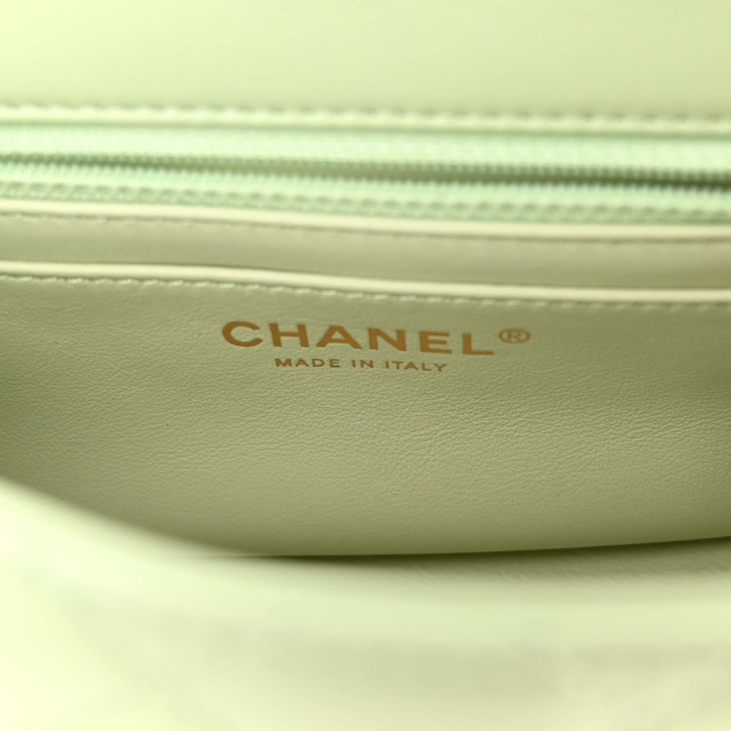 Lambskin Quilted Mini Pearl Crush Flap Light Green