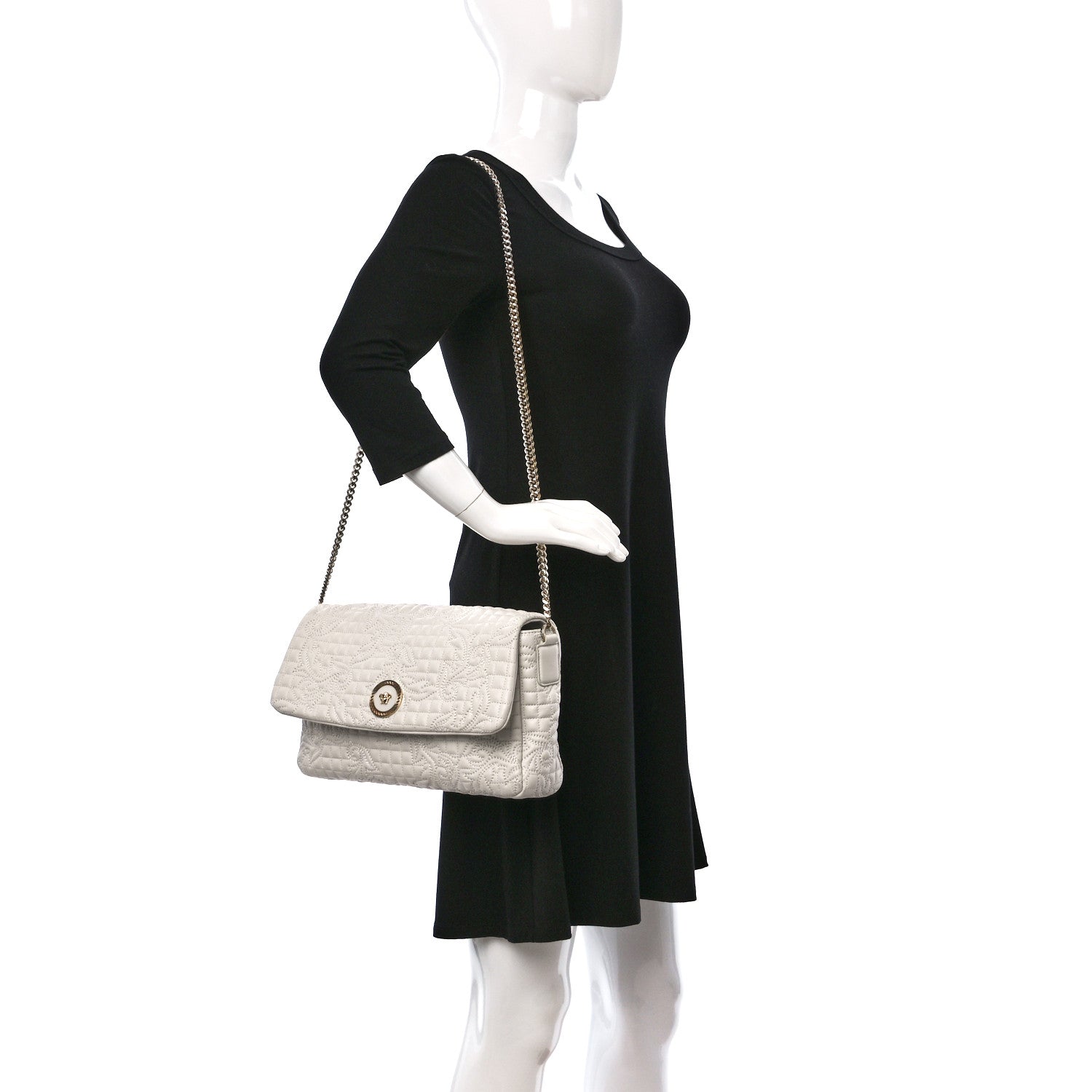 Versace Nappa Barocco Quilted Vanitas Crossbody White 2 of 9