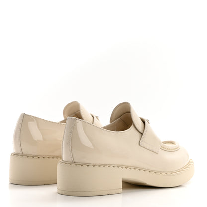 Prada Vernice Metal Triangle Logo 50mm Loafers 38 Avorio 4 of 11