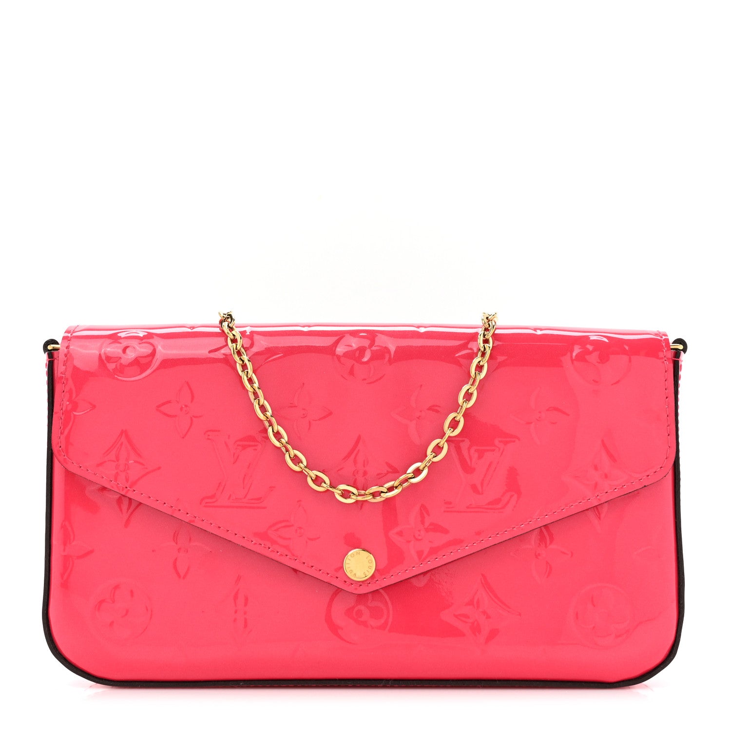 Louis Vuitton Vernis Felicie Pochette Chain Wallet Hot Pink 1 of 14