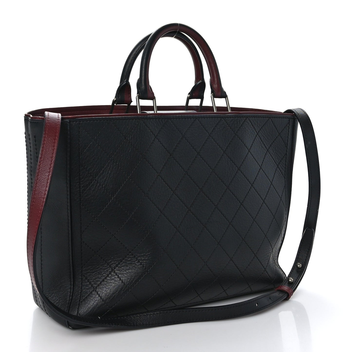 Bullskin Stitched Bi-Color Large Shopping Tote Black