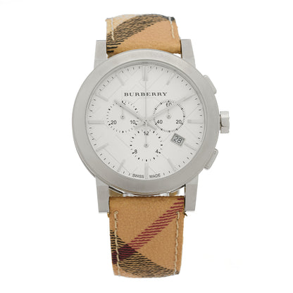 Burberry Stainless Steel Calfskin 43mm Haymarket Chronograph Quartz Watch BU9360 1 of 5