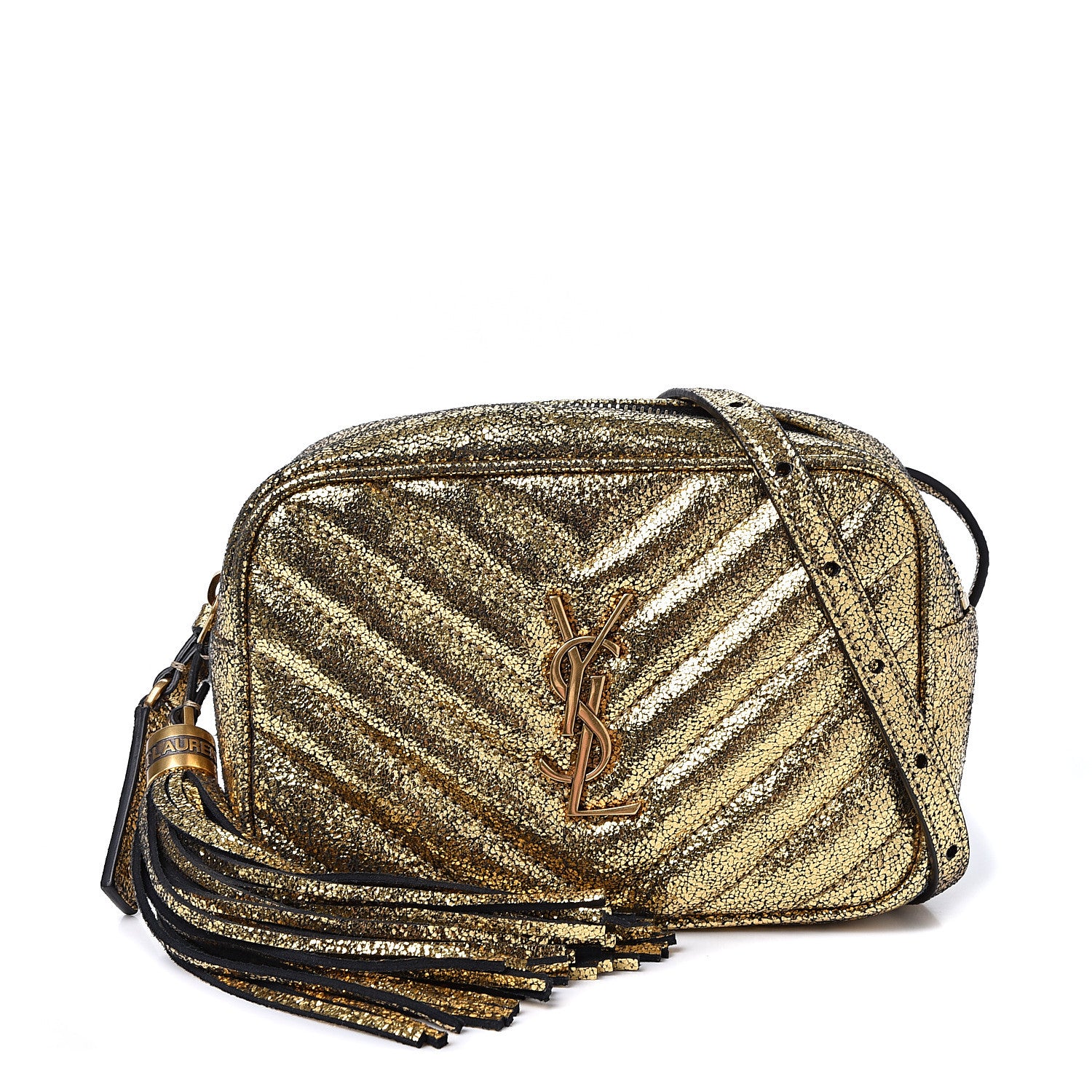 Saint Laurent Crinkled Metallic Calfskin Matelasse Monogram Lou Belt Bag Gold 1 of 9