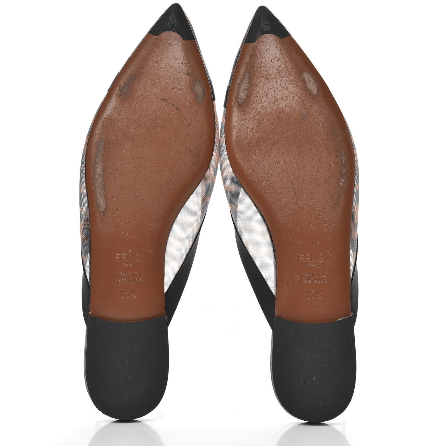 Technical Mesh Vitello FF Colibri Flat Mules 35.5 Tobacco Moro Black