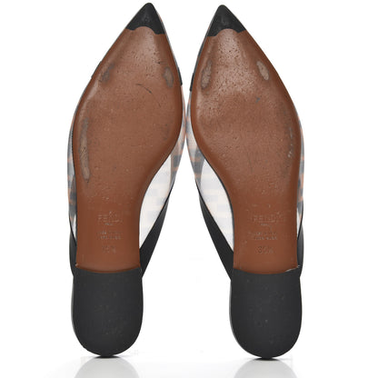 Fendi Technical Mesh Vitello FF Colibri Flat Mules 35.5 Tobacco Moro Black 5 of 8