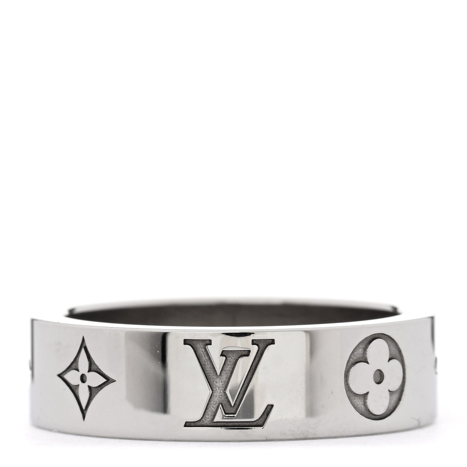Louis Vuitton Brass Monogram Mosaic Ring M Silver 1 of 5