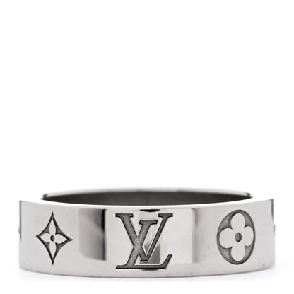 Louis Vuitton Brass Monogram Mosaic Ring M Silver 1 of 5
