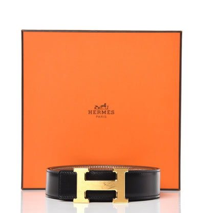 Hermes Box Togo 32mm H Belt 90 Black Gold 10 of 10