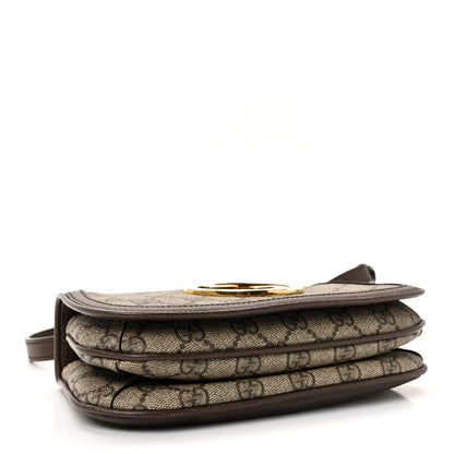 Gucci GG Supreme Monogram Textured Dollar Calfskin Mini Blondie Chain Shoulder Flap Bag Beige Ebony New Acero 3 of 8