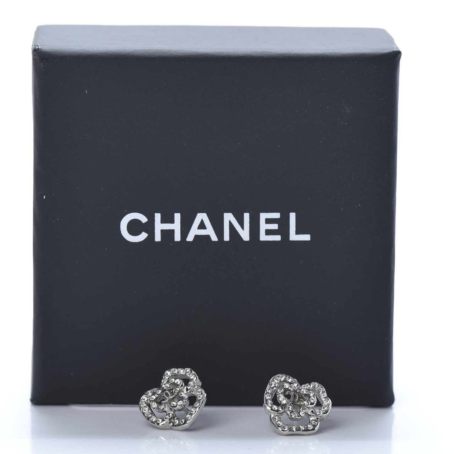 Crystal CC Camellia Earrings Silver