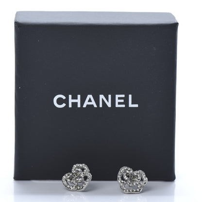 Chanel Crystal CC Camellia Earrings Silver 5 of 5