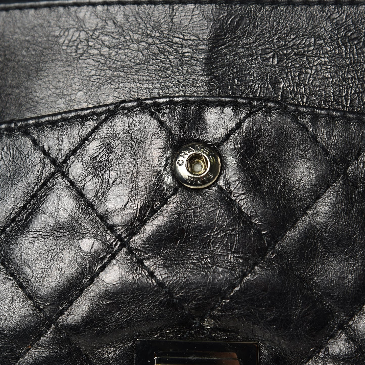 Metallic Aged Calfskin Quilted 2.55 Reissue 226 Flap Black