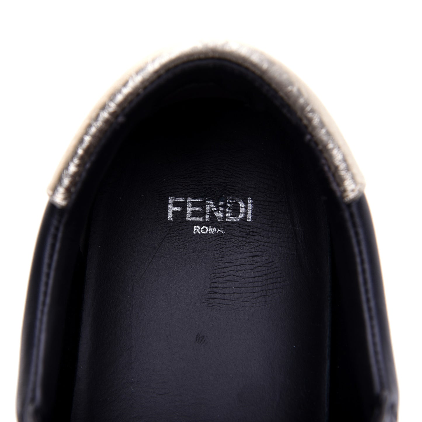 Vitello Lurex Rockoclick Slip On Sneakers 38.5 Black Gold
