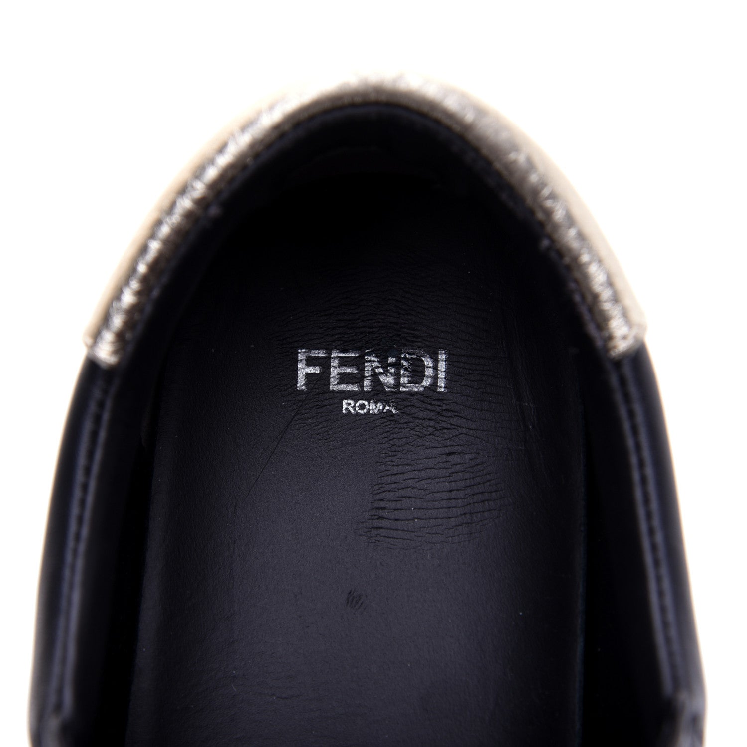 Fendi Vitello Lurex Rockoclick Slip On Sneakers 38.5 Black Gold 12 of 14