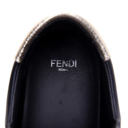 Fendi Vitello Lurex Rockoclick Slip On Sneakers 38.5 Black Gold 12 of 14