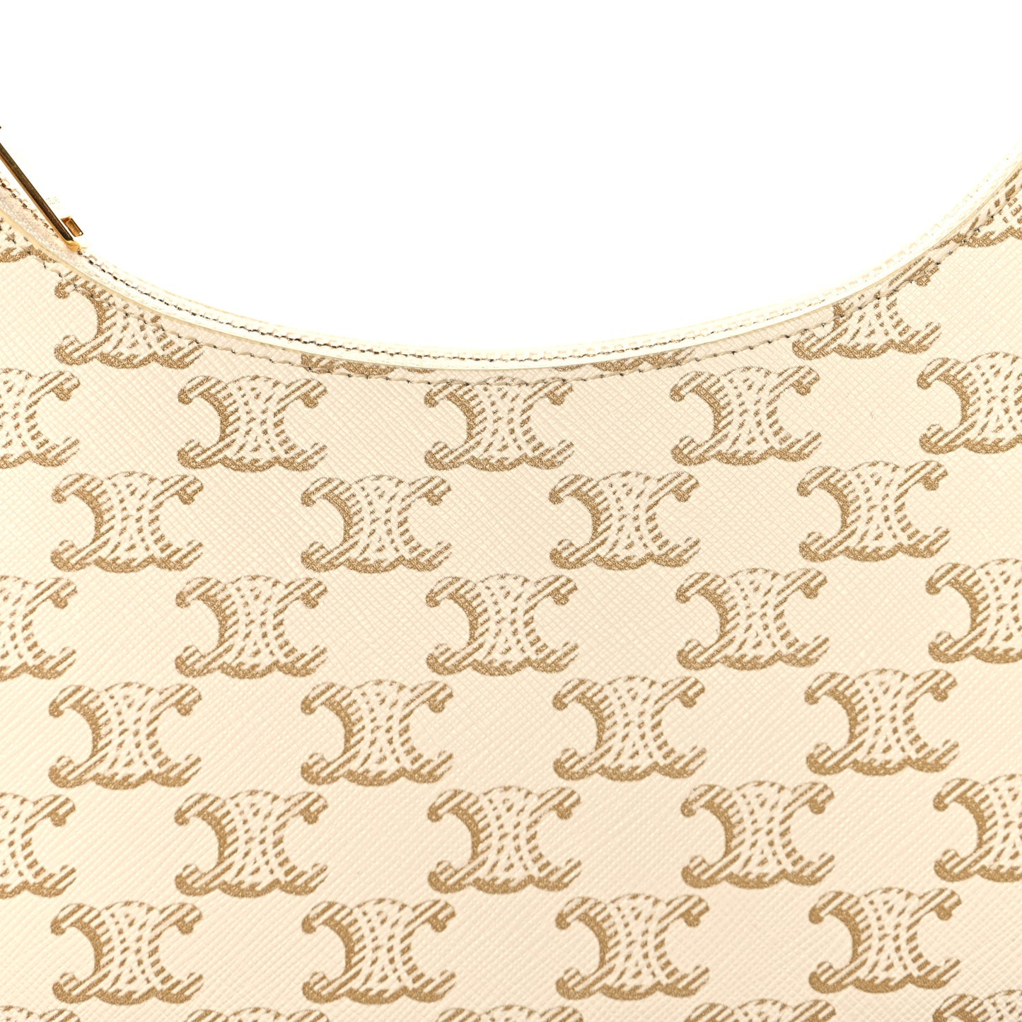 Canvas Calfskin Ava Triomphe Shoulder Bag White