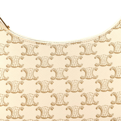 Celine Canvas Calfskin Ava Triomphe Shoulder Bag White 8 of 10