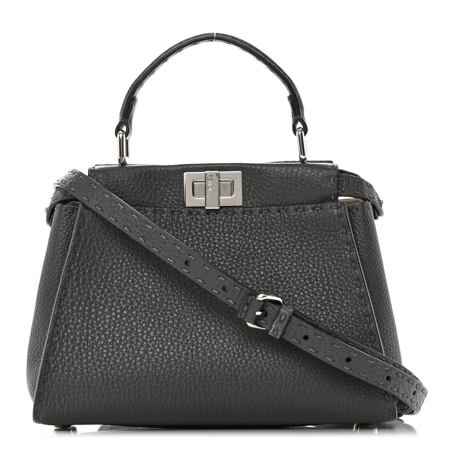 Cuoio Romano Selleria Bi-Color Mini Peekaboo Iconic Satchel Asfalto Latte
