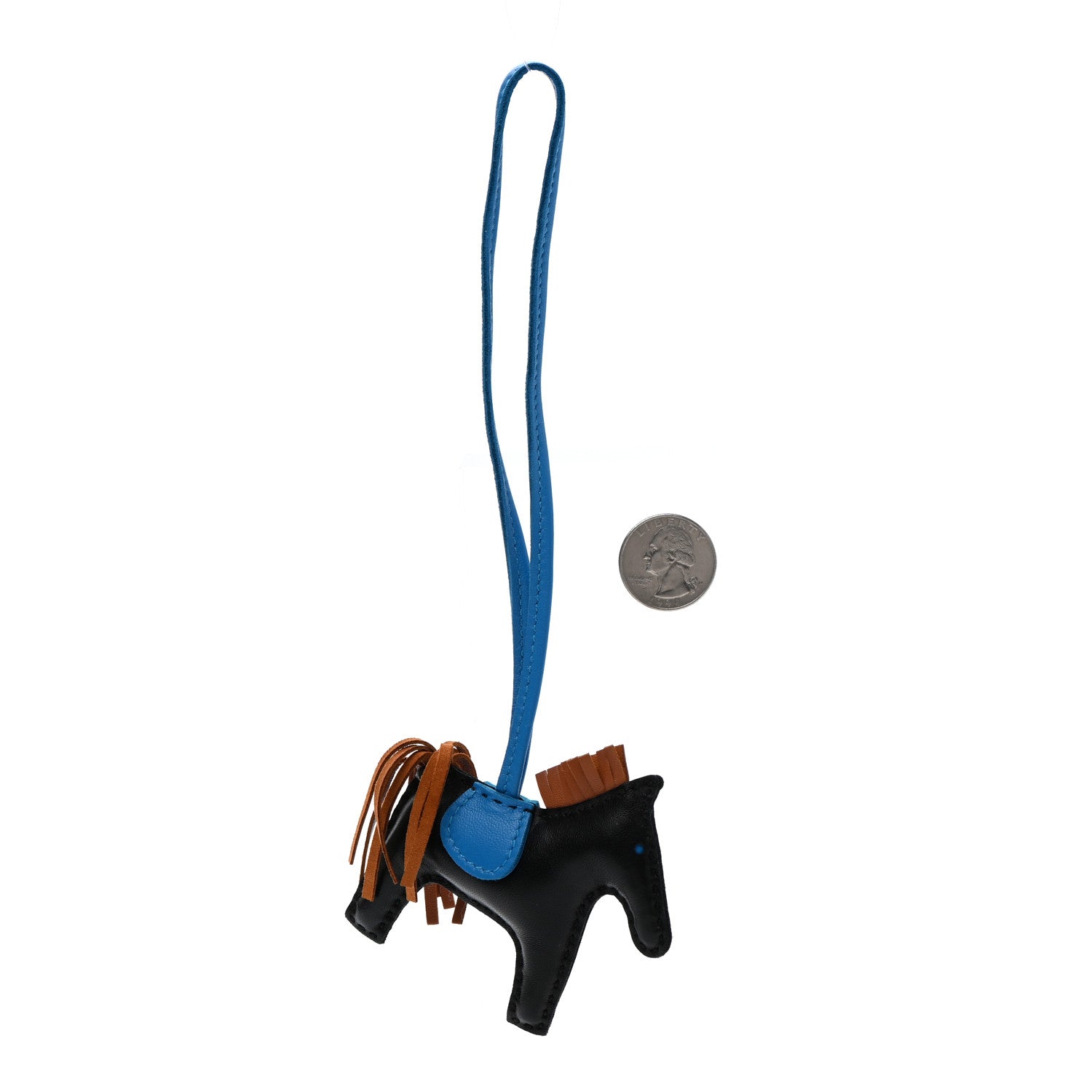 Hermes Milo Lambskin Grigri Rodeo Horse Bag Charm PM Black Gold Bleu Zanzibar 2 of 3