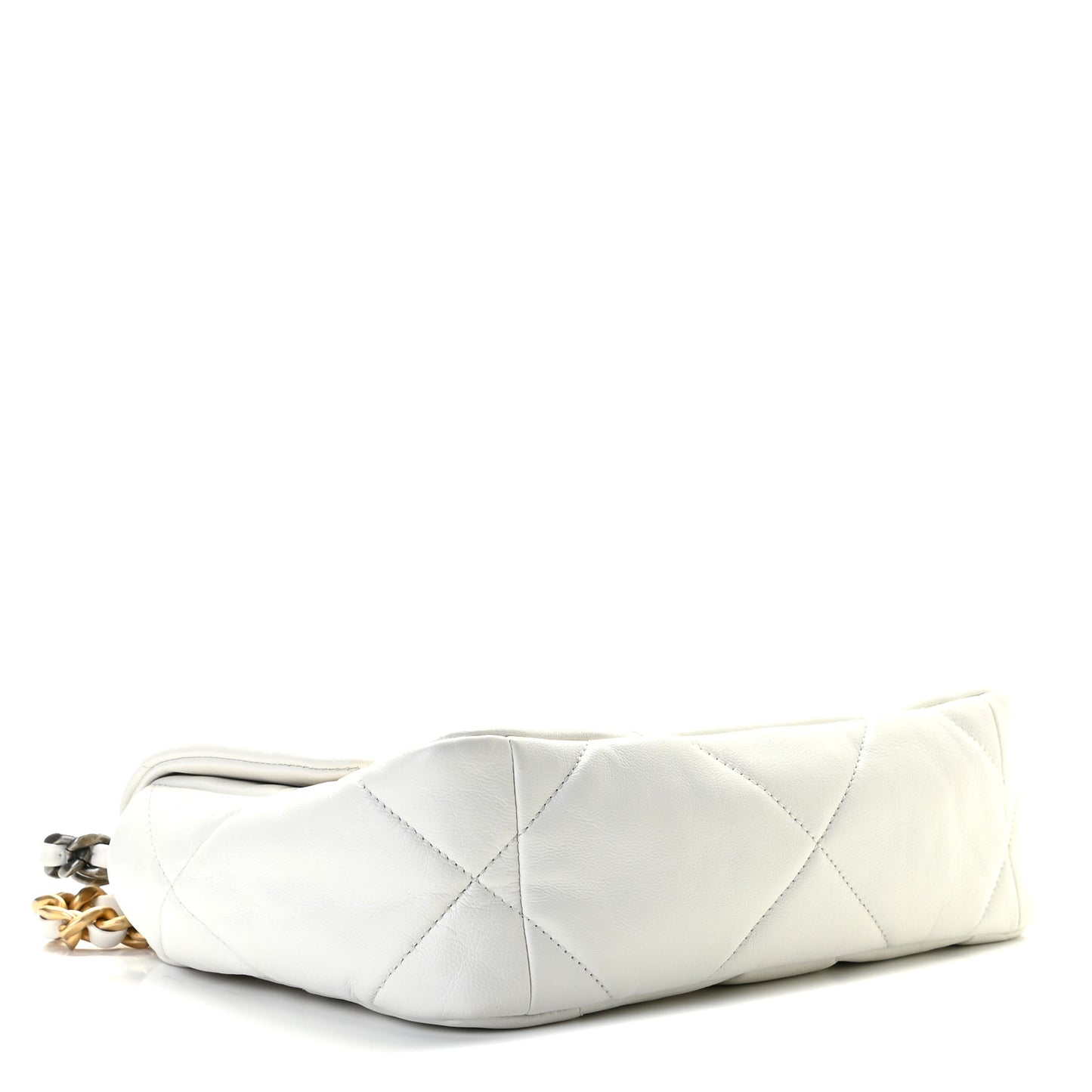 Goatskin Quilted Medium Chanel 19 Flap White