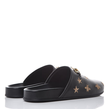 Gucci Calfskin Bee Star Embroidered Mens Horsebit River Slippers 8 Black 4 of 9
