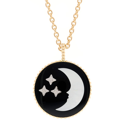 Christian Dior 18K Yellow White Gold Diamond Black Onyx Mother of Pearl Rose Celeste Medallion Pendant Necklace 4 of 7