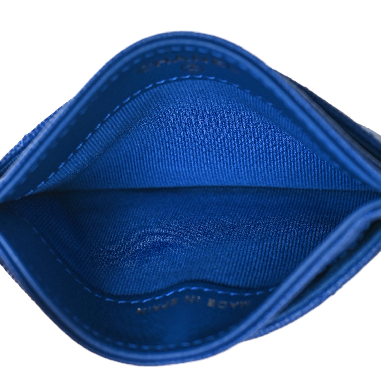 Chanel Caviar Quilted Studded CC Card Holder Blue 5 of 9