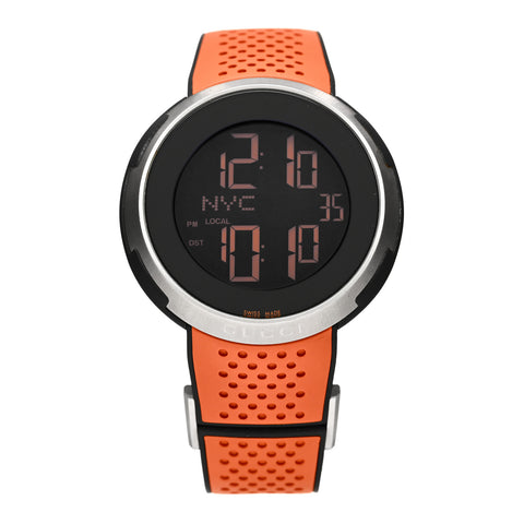 Stainless Steel Rubber 49mm Digital I-Gucci Sport Watch Black