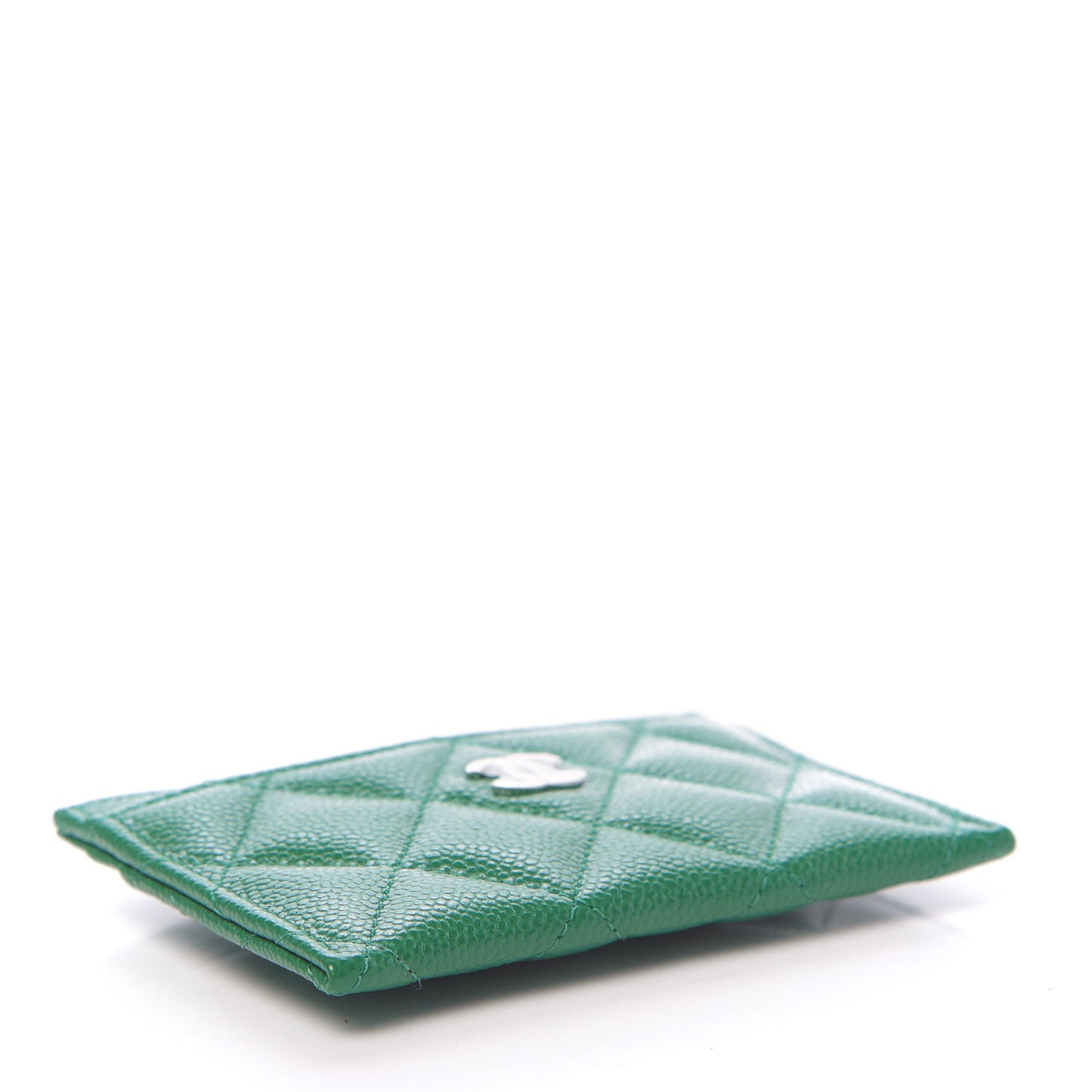 Caviar Quilted Card Holder Green