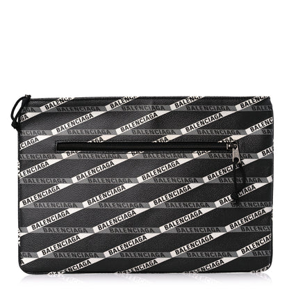 Balenciaga Coated Canvas Losange Monogram Zip Pouch Black Grey 1 of 9