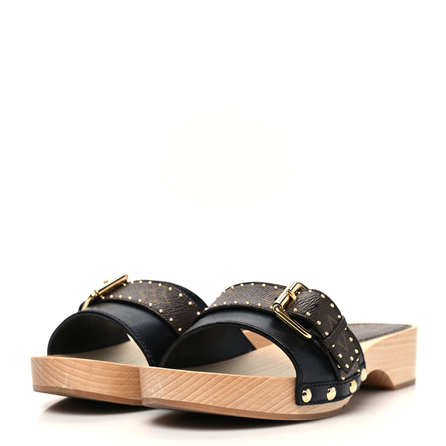 Calfskin Monogram Cottage Mules 36 Black