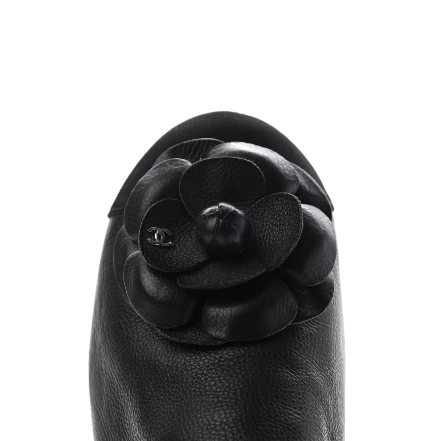 Calfskin Grosgrain Camellia Mocassin Loafers 39 Black