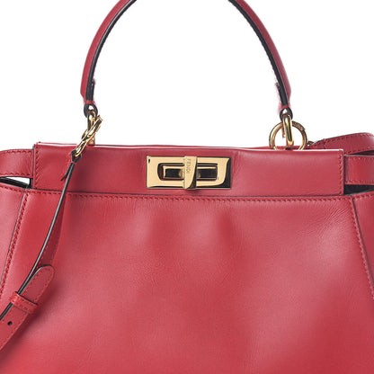 Fendi Vitello Morgan Fabric Jacquard Pequin Medium Peekaboo Iconic Satchel Mattone Tobacco Black 7 of 9