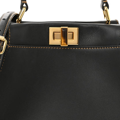 Fendi Vitello King Canvas Chinese New Year Tiger Embroidered Mini Peekaboo Iconic Satchel Black Dark Yellow 7 of 9