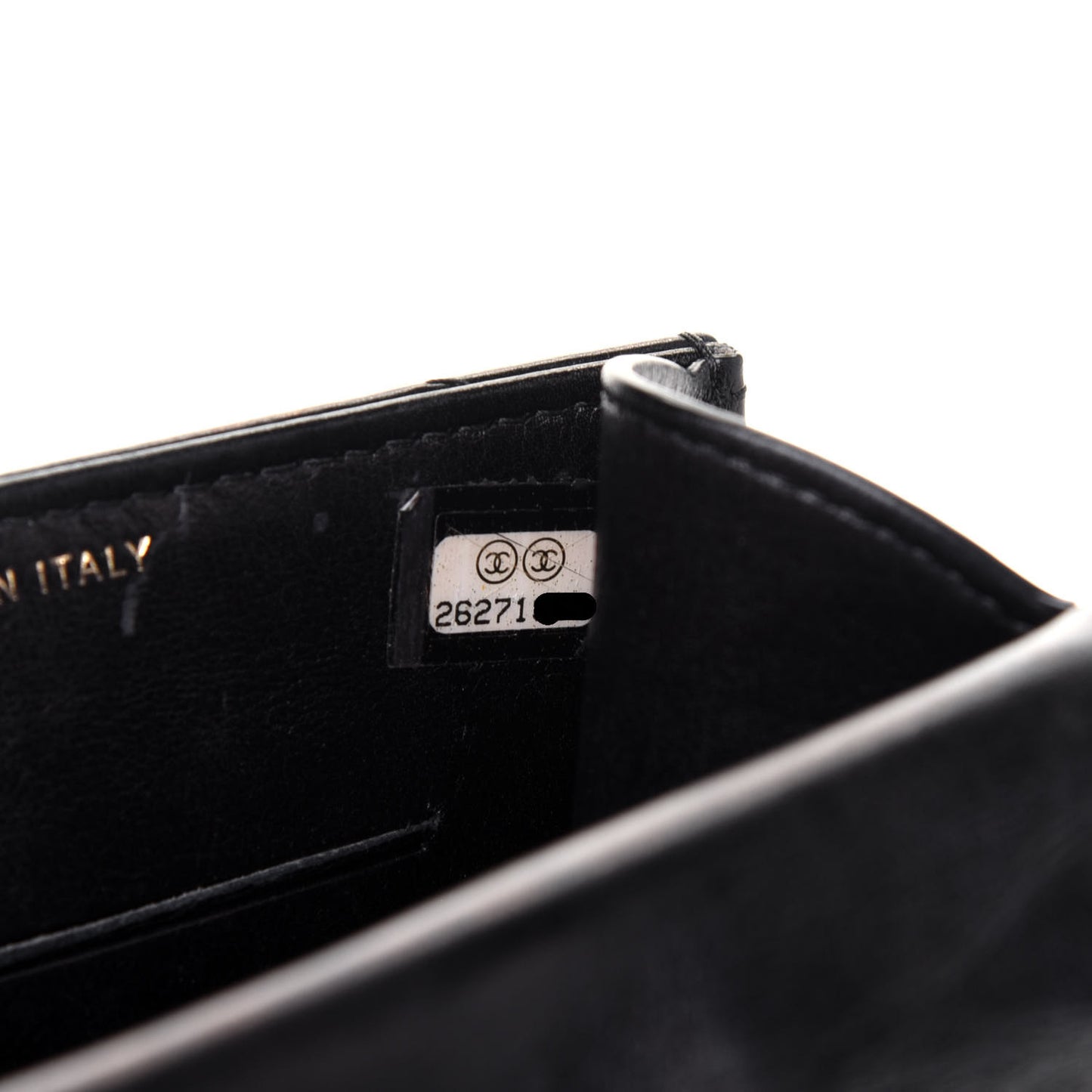 Calfskin Chevron Quilted Medal Mini Clutch With Chain Black
