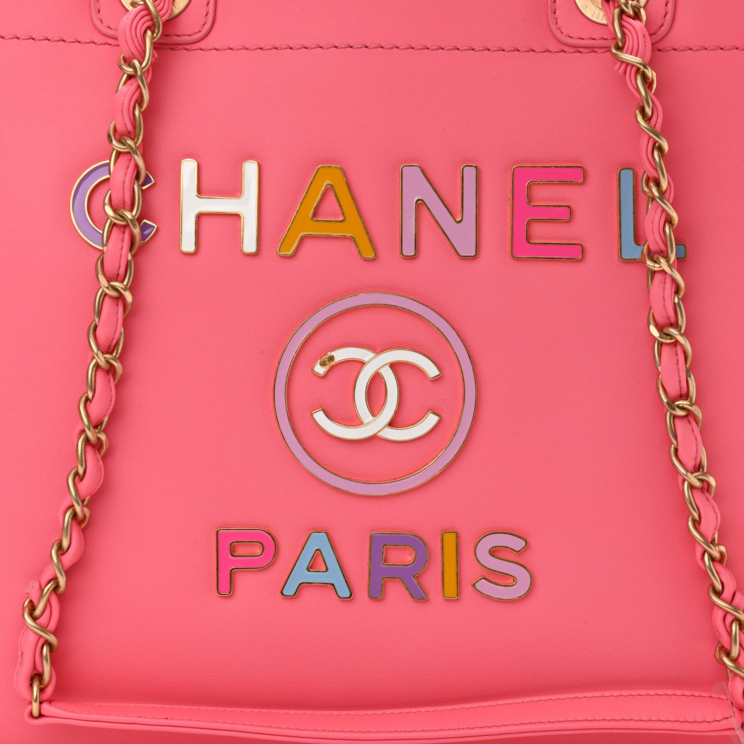Chanel Calfskin Medium Deauville Tote Coral Pink 9 of 11