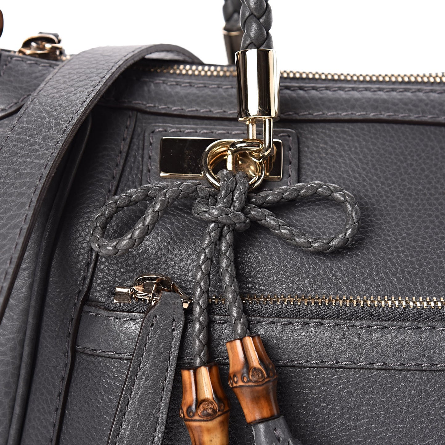 Pebbled Calfskin Small Bella Top Handle Bag Gray