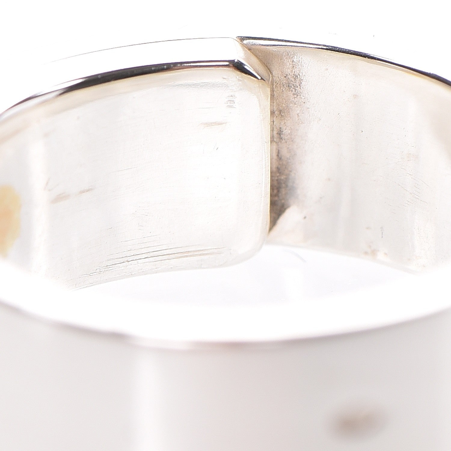 Hermes Sterling Silver 18K Yellow Gold Kelly Cadena Ring 54 6.25 6 of 17