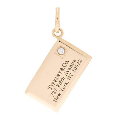 Tiffany 18K Yellow Gold Diamond Envelope Charm 1 of 3