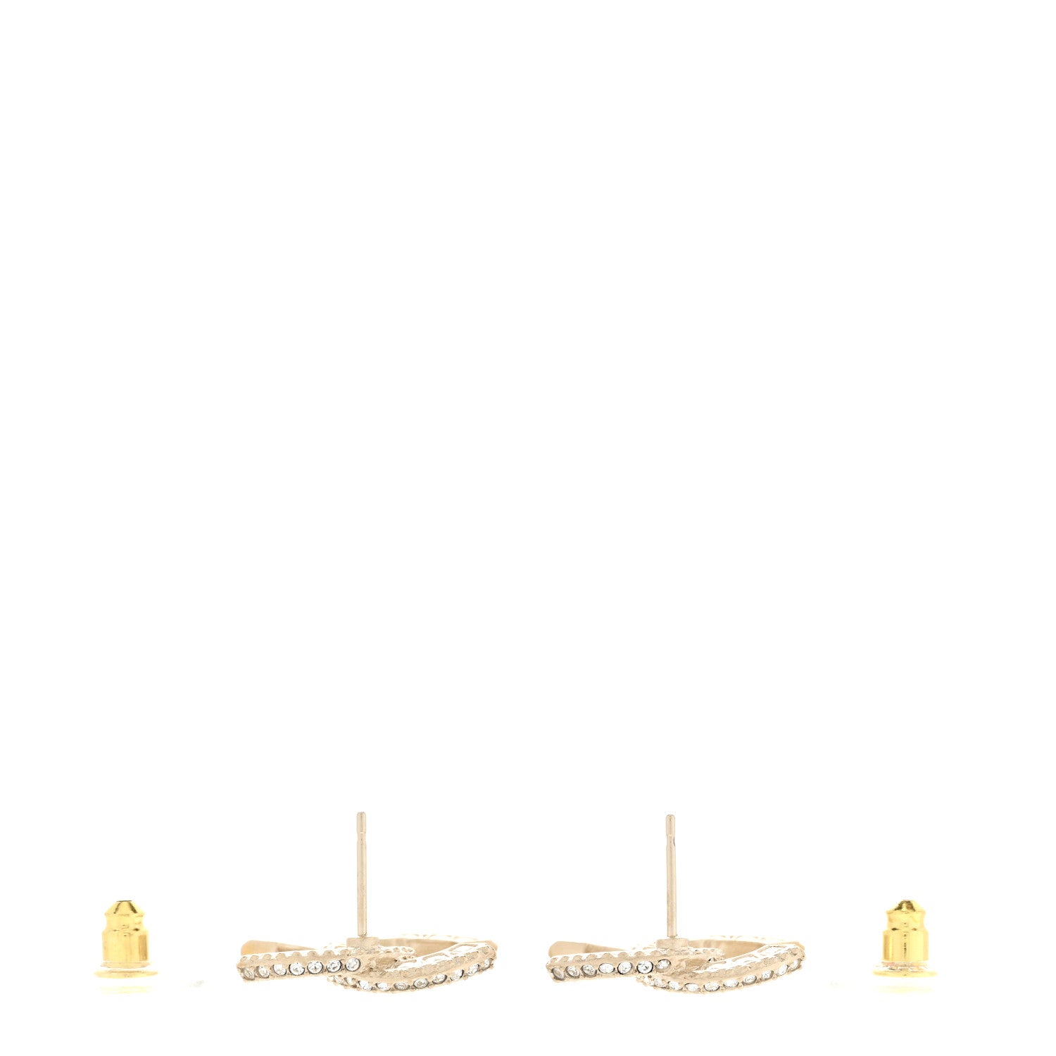 Chanel Crystal CC Earrings Light Gold 3 of 4