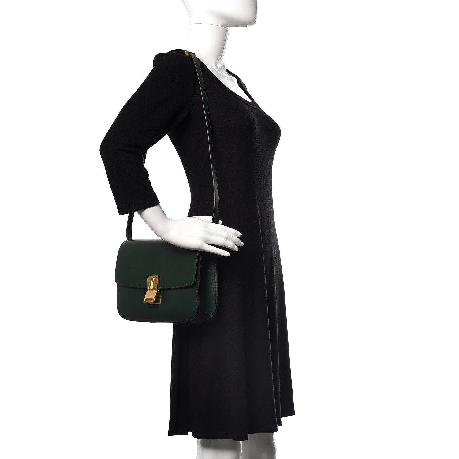 Celine Box Calfskin Medium Classic Box Flap Bag Dark Green 2 of 11