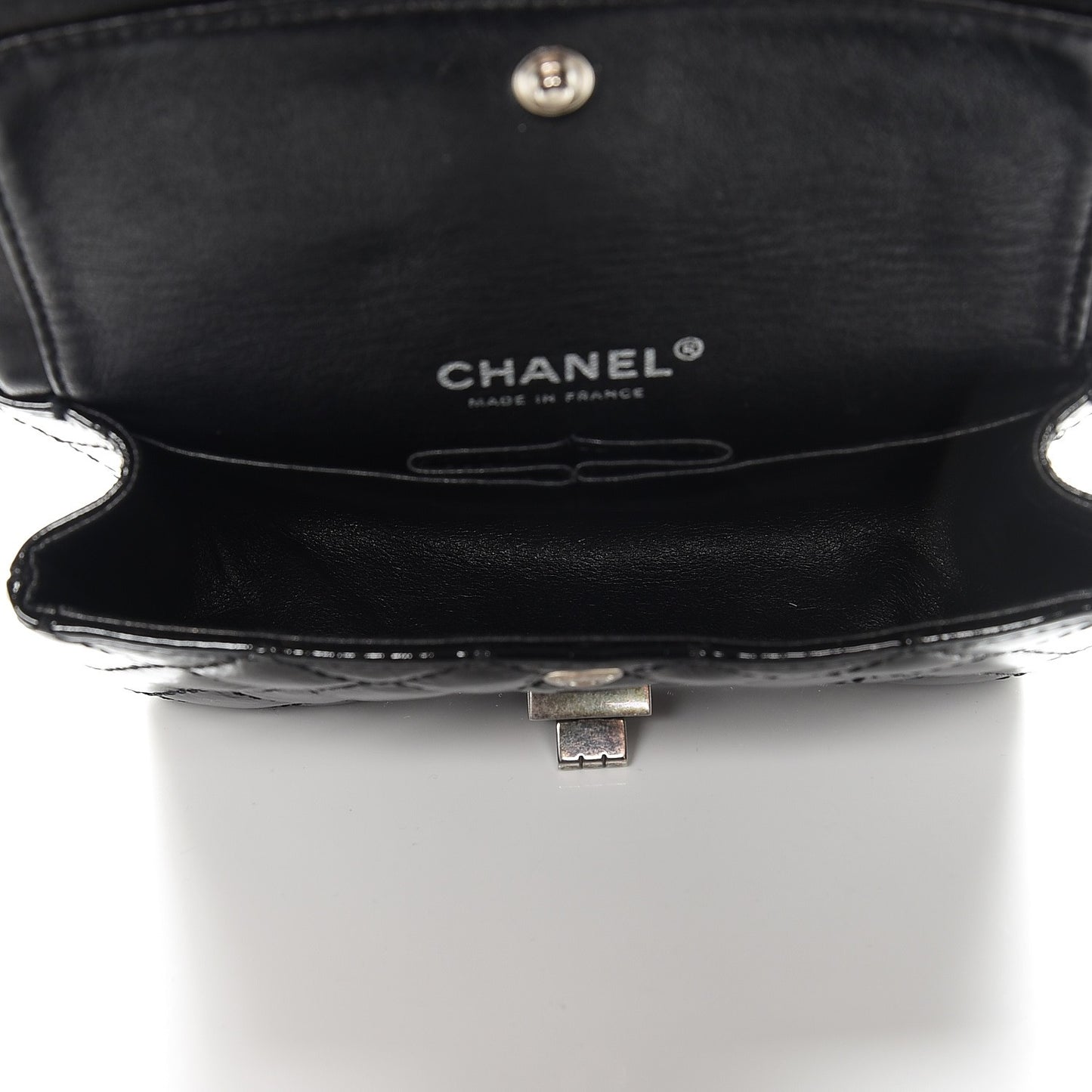 Patent Quilted Reissue Flap Clutch Bag Black