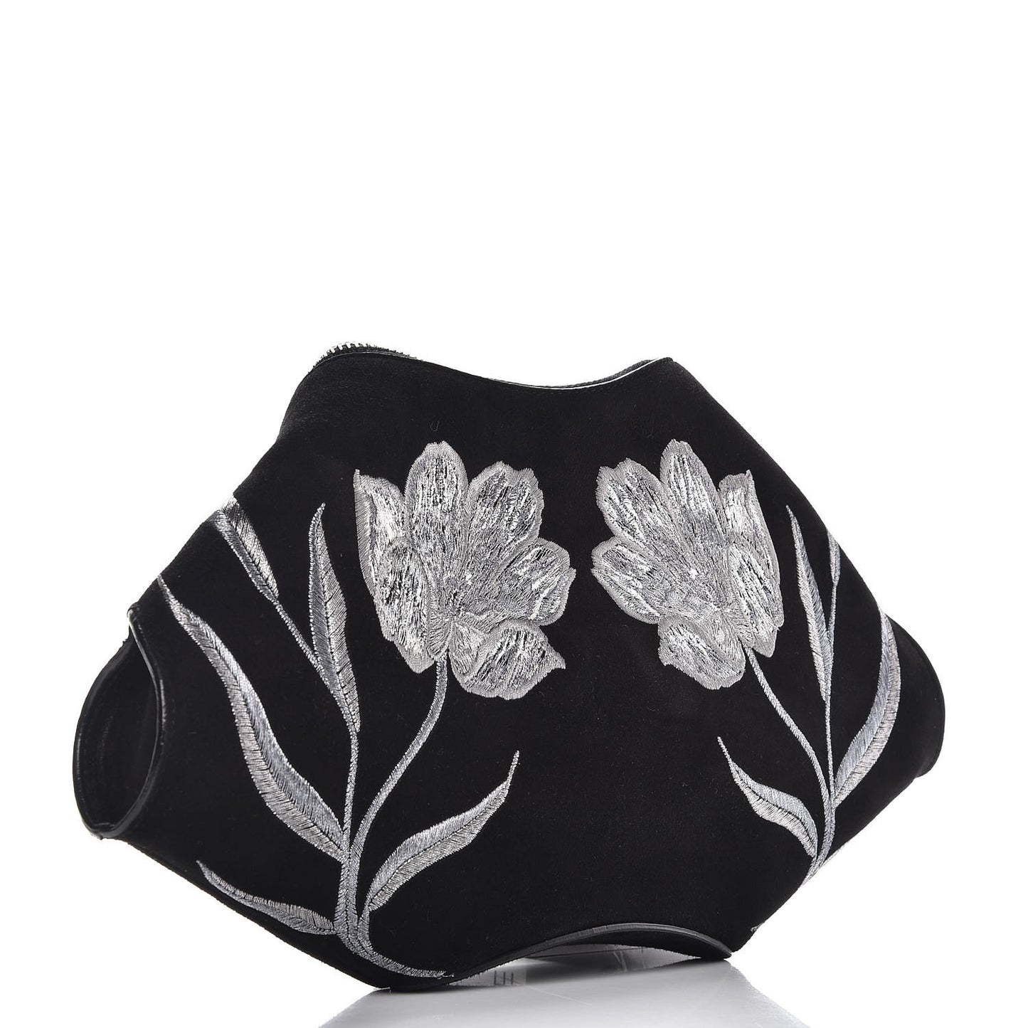 Suede Floral De Manta Clutch Black