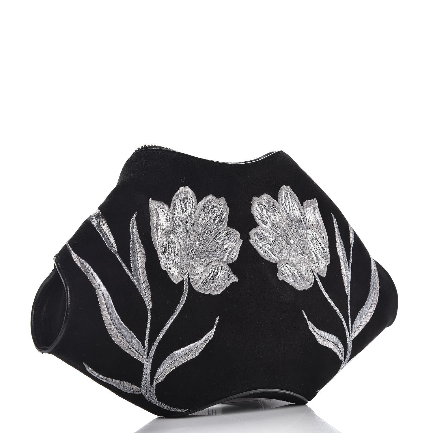 Alexander McQueen Suede Floral De Manta Clutch Black 3 of 7